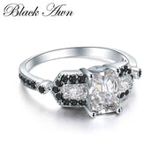 BLACK AWN 2023 New Genuine 100% Sterling 925 Silver Jewelry Square Engagement Rings for Women Gift C415
