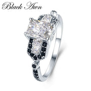 BLACK AWN 2023 New Genuine 100% Sterling 925 Silver Jewelry Square Engagement Rings for Women Gift C415
