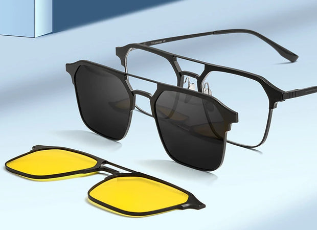 ZIROSAT 9910 Polarized Sunglasses Men Women Magnetic Clip On Glasses Titanium Optical Prescription Eyewear Frames Eyeglasses