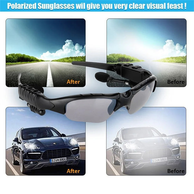 Bluetooth-compatible Glasses Stereo Wireless Headphones With Microphone Polarized Sunglasses Noise Cancelling Earphones