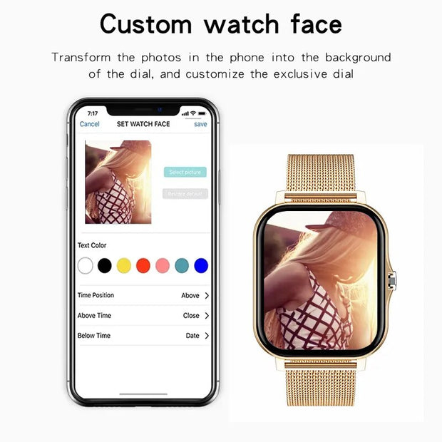 Women Smart Watch Men 1.69&quot Full Touch Screen Heart Rate Fitness Tracker Ladies Watch Bluetooth Call Smart  for Android IOS
