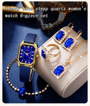 Luxury Fashion Square Women's Watches Brand Ladies Quartz Wristwatch Classic Simple Femme Blue Leather Band Relogio Feminino