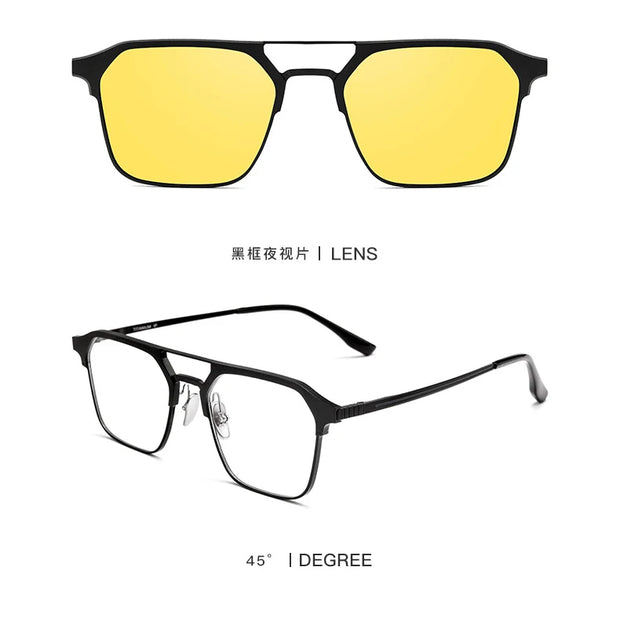 ZIROSAT 9910 Polarized Sunglasses Men Women Magnetic Clip On Glasses Titanium Optical Prescription Eyewear Frames Eyeglasses