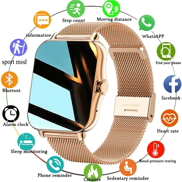 Women Smart Watch Men 1.69&quot Full Touch Screen Heart Rate Fitness Tracker Ladies Watch Bluetooth Call Smart  for Android IOS