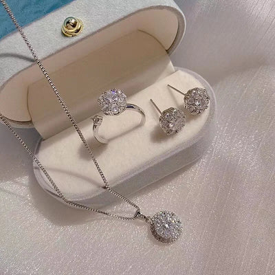 Ensemble Bijoux 4 en 1 en Zirconium Rond et Rotatif