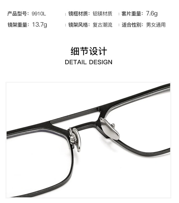 ZIROSAT 9910 Polarized Sunglasses Men Women Magnetic Clip On Glasses Titanium Optical Prescription Eyewear Frames Eyeglasses