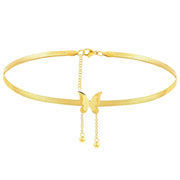 OIMG 316L Stainless Steel Vintage Butterfly Golden Necklace Women   Blade Snake Chains Aesthetic Charms Choker Women jewelry Gif