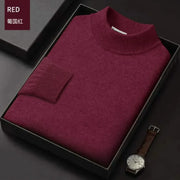 New 2023 Men's Mock Collar 100% Pure Woolen Sweater Tops Autumn Winter Cashmere Sweater Men Pullover Knitted Warm Sweater Male