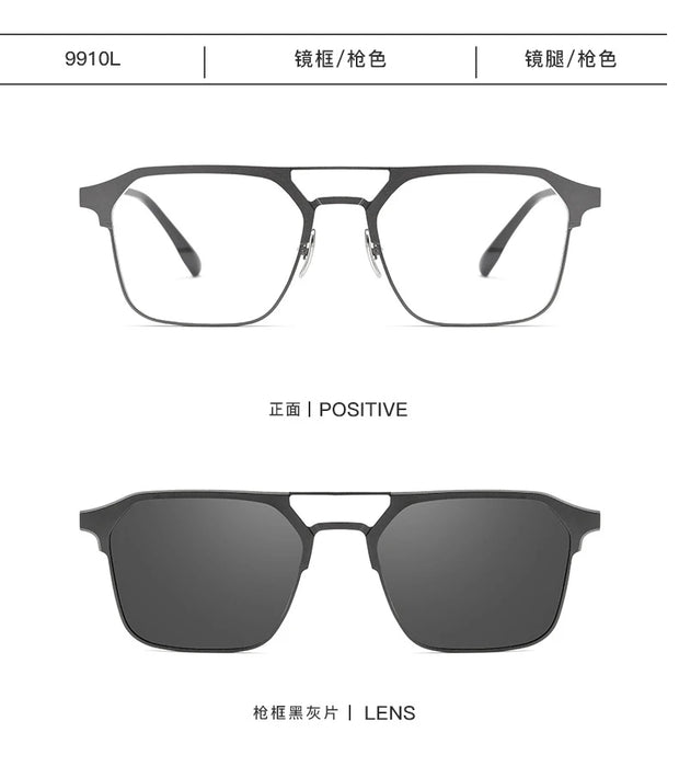 ZIROSAT 9910 Polarized Sunglasses Men Women Magnetic Clip On Glasses Titanium Optical Prescription Eyewear Frames Eyeglasses