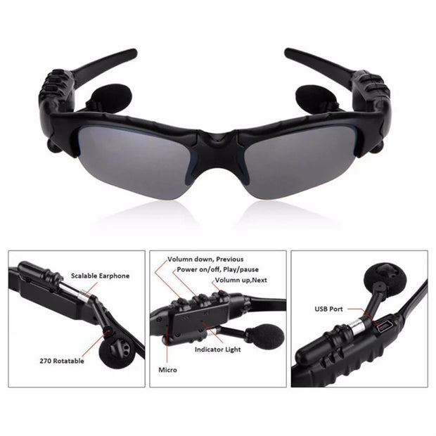 Bluetooth-compatible Glasses Stereo Wireless Headphones With Microphone Polarized Sunglasses Noise Cancelling Earphones