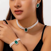 Ensemble de Bijoux en Perles de luxe et Strass 4 en 1