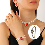 Ensemble de Bijoux en Perles de luxe et Strass 4 en 1