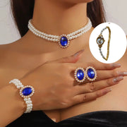 Ensemble de Bijoux en Perles de luxe et Strass 4 en 1